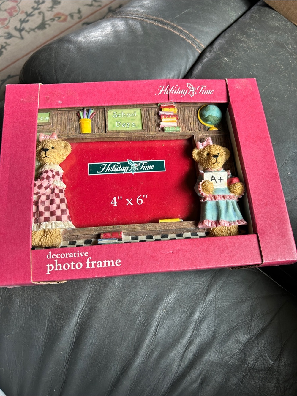 Holiday Time Pink School Days Bear Decorative Photo Frame